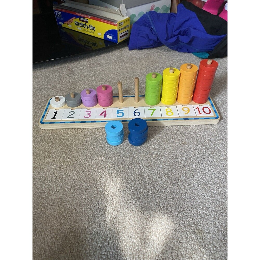 Fat Brain Toys Count & Stack Number Peg Board Replacement Pieces Wood Toy